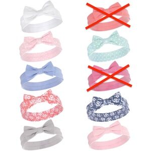 Hudson Baby Infant Girl Cotton Pastel Floral Headbands 8 pack  0-24M Bows NWT